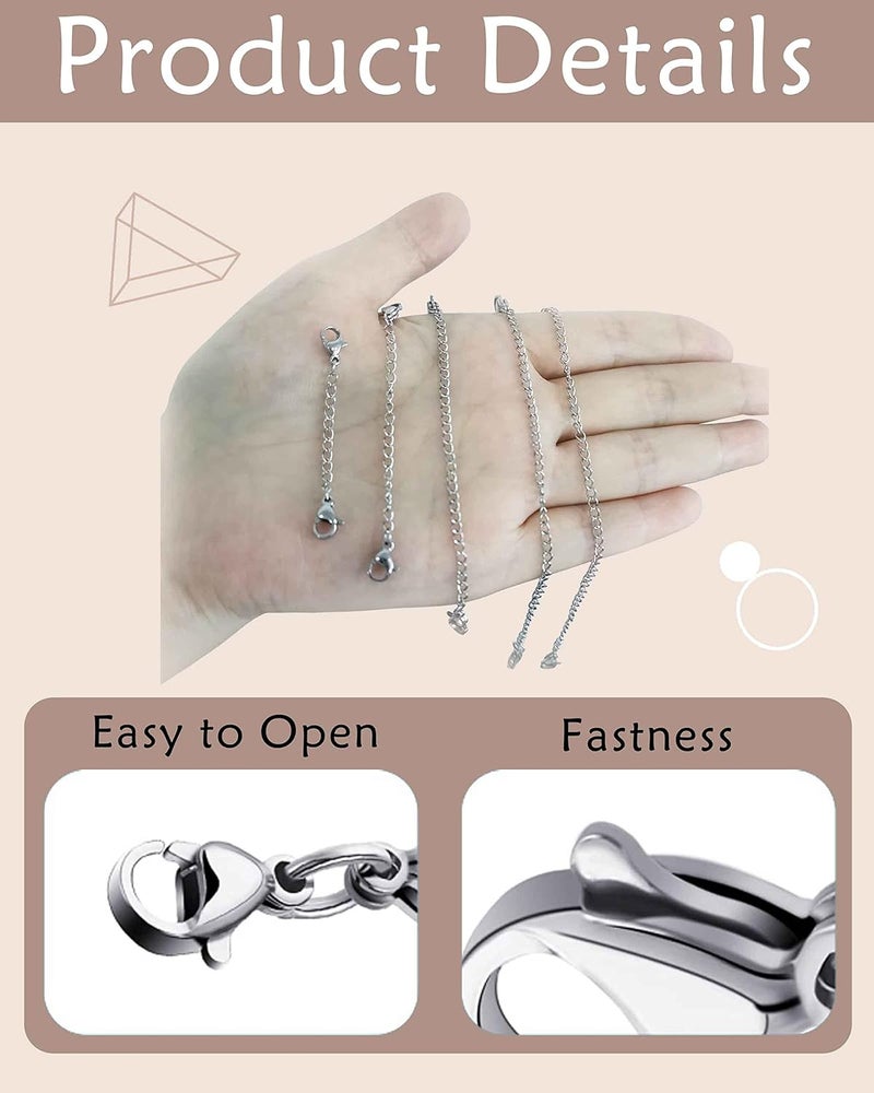 OHINGLT Necklace Extender 10Pcs Chain Extenders for Necklaces Bracelet, Silver Plated Stainless Steel Extension Chain for Women Jewelry Making - Image 5